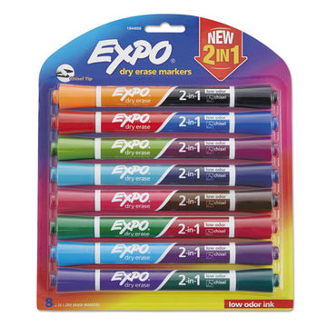EXPO® 2-in-1 Dry Erase Markers, Fine-broad Chisel Tips, Assorted Secondary Colors, 4-pack freeshipping - TVN Wholesale